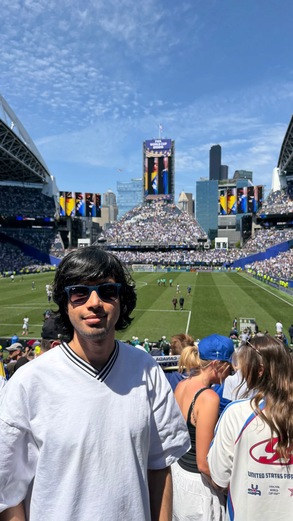 Saksham in the stands at a FIFA World Cup 2026 match in Seattle